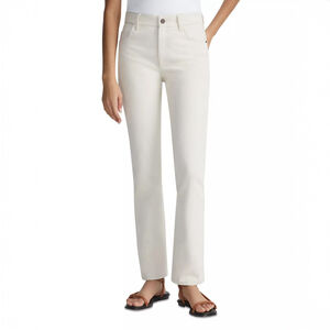 NWT Lafayette 148 New York Reeve High Rise Ankle Straight Jeans White $498 Sz 26